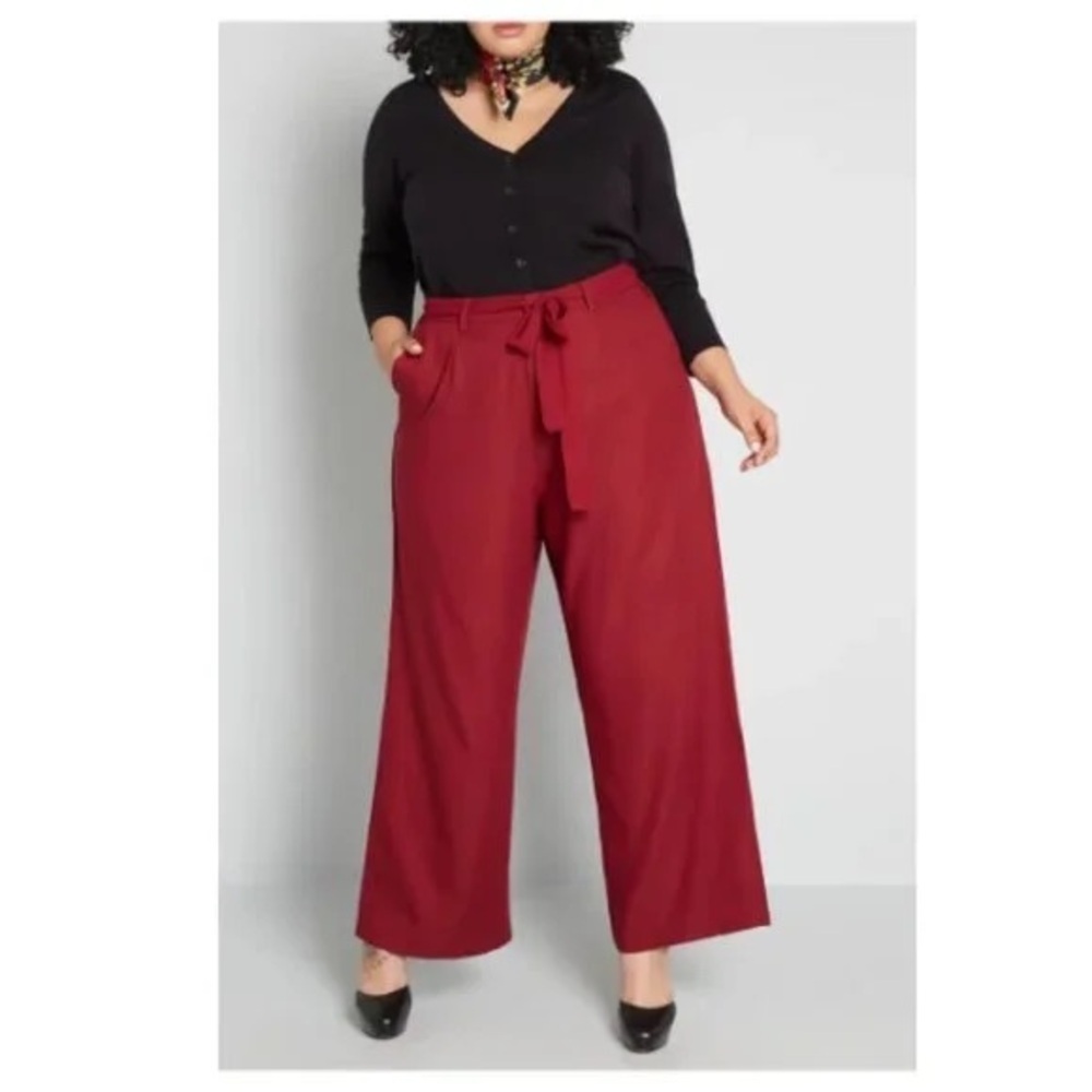 Modcloth Red Wine Wide Leg Savannah Pants 8
